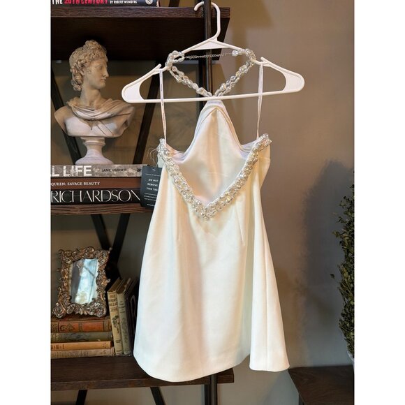 retrofete Kristi Pearl Embellished Mini Dress White Womens Size Small - Picture 9 of 13